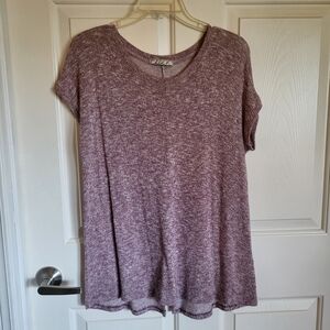 Chloe K Heathered Purple Short Sleeve Top